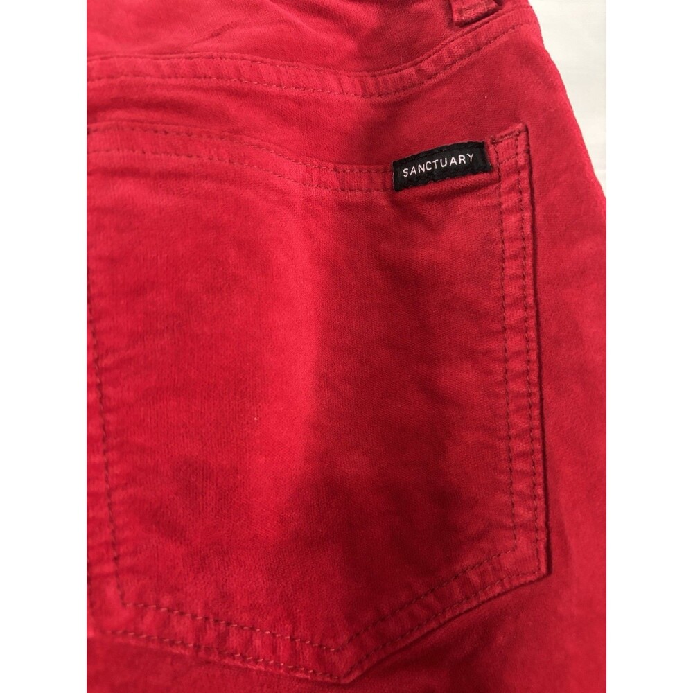 Sanctuary High Waist Velveteen Bootcut Pants Cherry Lacquer Women’s 24 FLAWED - Picture 9 of 16